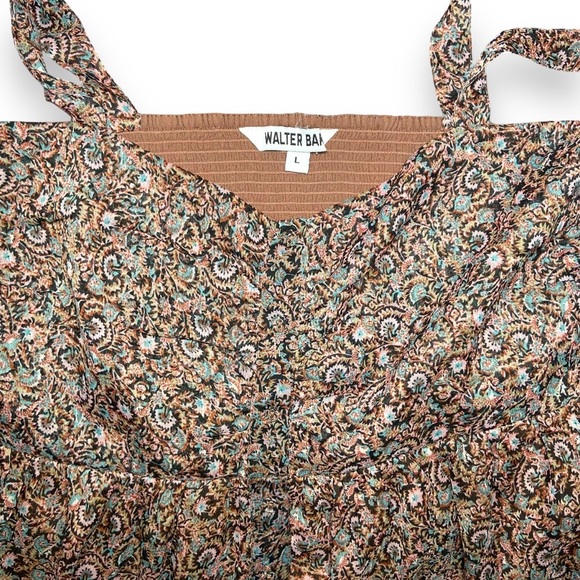 Walter Baker‎ Babydoll Smocked Peplum Ruffle Paisley Floral Print Top Size Large - Picture 5 of 6